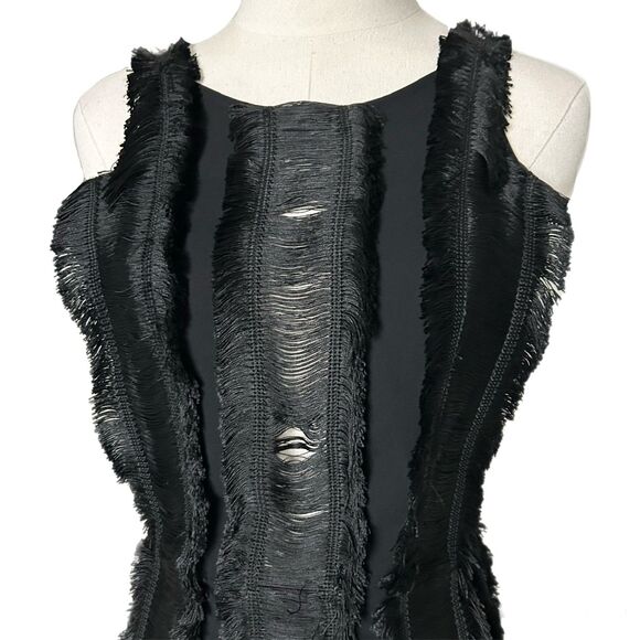 Sandro Rogee Fringe Cocktail Mini Dress in Black Size 1 Sandro 4 US - Picture 2 of 6